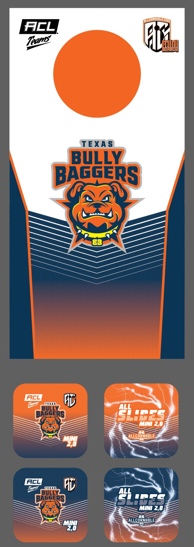 ACL Teams mini Cornhole Board Set - Texas Bully Baggers